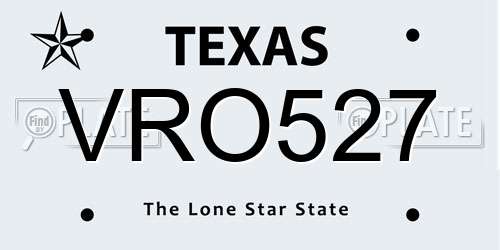 VRO527 Texas License Plate
