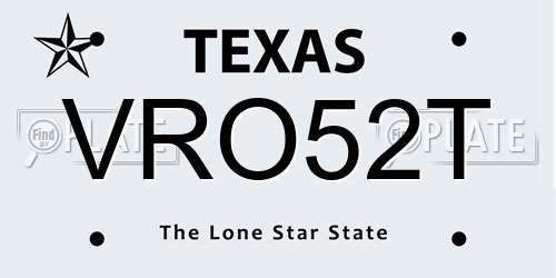 VRO52T Texas License Plate