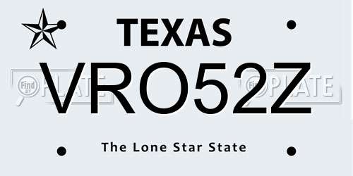 VRO52Z Texas License Plate