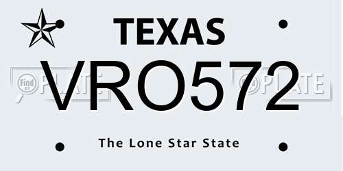 VRO572 Texas License Plate