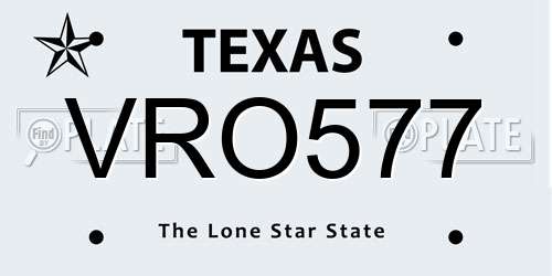 VRO577 Texas License Plate