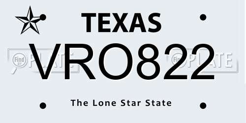 VRO822 Texas License Plate