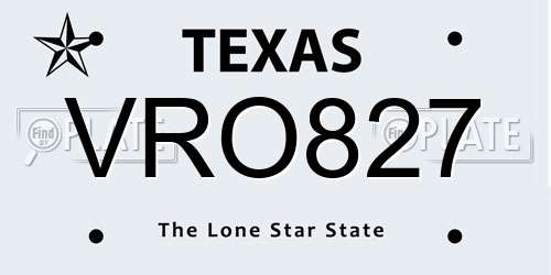 VRO827 Texas License Plate