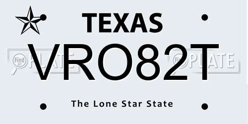 VRO82T Texas License Plate