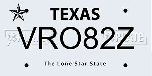 VRO82Z Texas License Plate