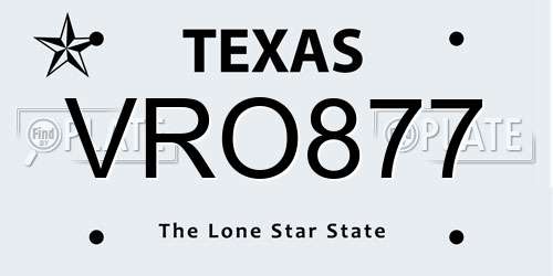 VRO877 Texas License Plate
