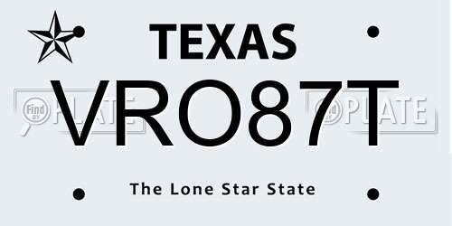 VRO87T Texas License Plate