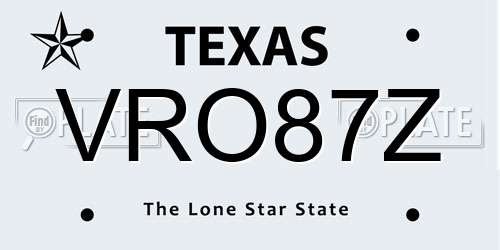 VRO87Z Texas License Plate