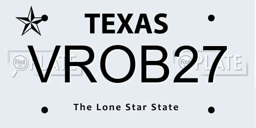 VROB27 Texas License Plate