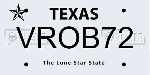 VROB72 Texas License Plate