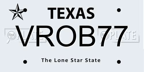 VROB77 Texas License Plate