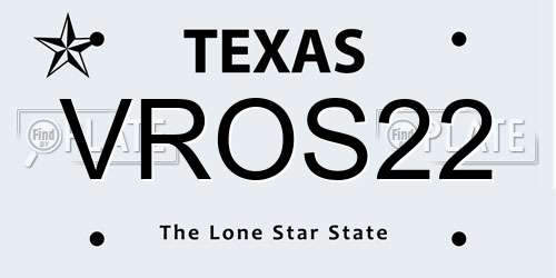 VROS22 Texas License Plate