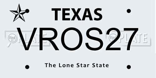 VROS27 Texas License Plate