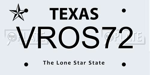 VROS72 Texas License Plate