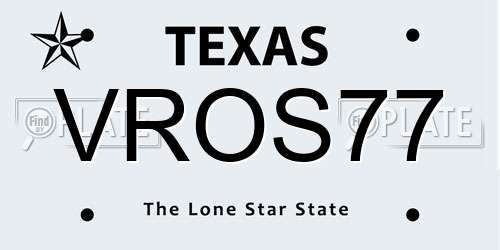 VROS77 Texas License Plate