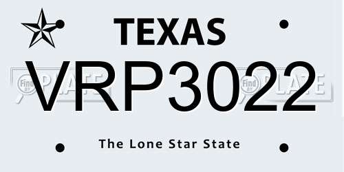 VRP3022 Texas License Plate
