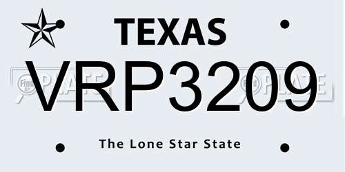 VRP3209 Texas License Plate