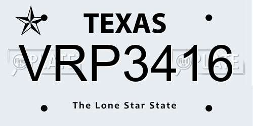 VRP3416 Texas License Plate