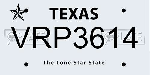 VRP3614 Texas License Plate