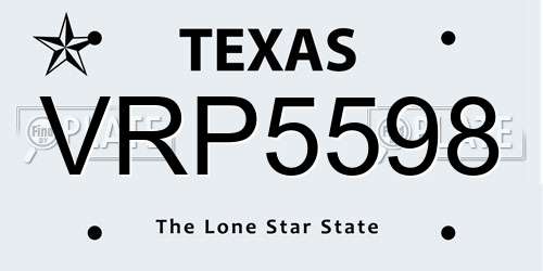 VRP5598 Texas License Plate