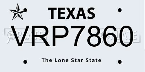 VRP7860 Texas License Plate