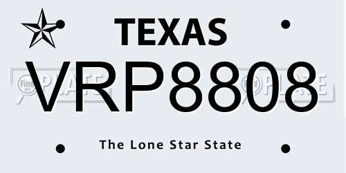 VRP8808 Texas License Plate