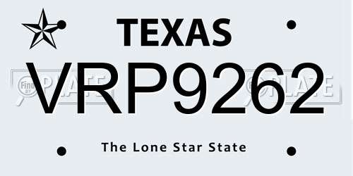 VRP9262 Texas License Plate