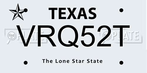 VRQ52T Texas License Plate