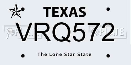 VRQ572 Texas License Plate
