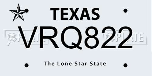 VRQ822 Texas License Plate