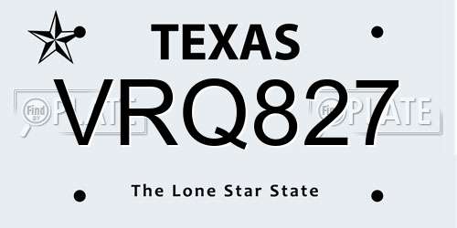 VRQ827 Texas License Plate