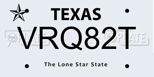 VRQ82T Texas License Plate