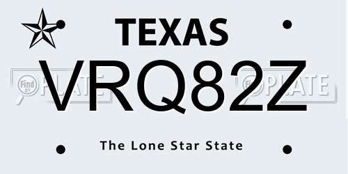 VRQ82Z Texas License Plate