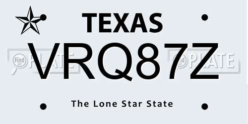 VRQ87Z Texas License Plate