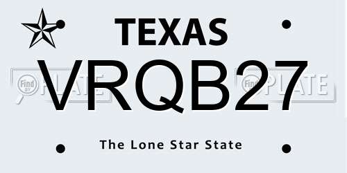 VRQB27 Texas License Plate