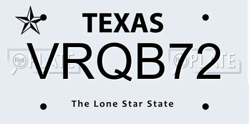 VRQB72 Texas License Plate