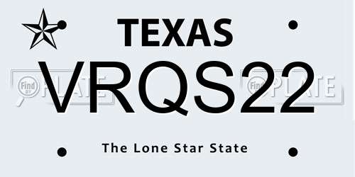 VRQS22 Texas License Plate