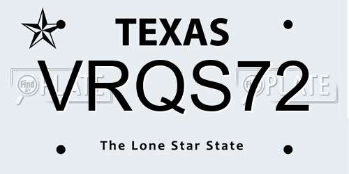 VRQS72 Texas License Plate