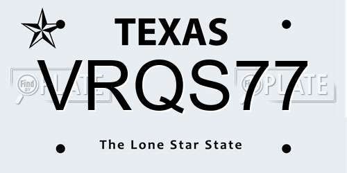 VRQS77 Texas License Plate