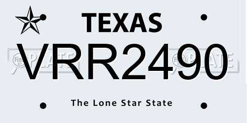 VRR2490 Texas License Plate