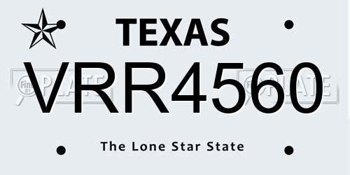 VRR4560 Texas License Plate