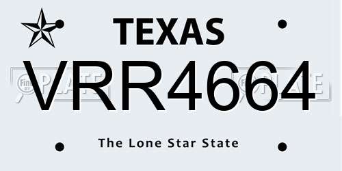 VRR4664 Texas License Plate