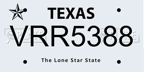 VRR5388 Texas License Plate