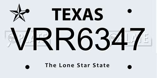 VRR6347 Texas License Plate