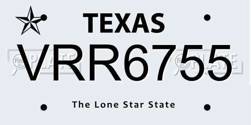 VRR6755 Texas License Plate