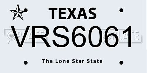 VRS6061 Texas License Plate