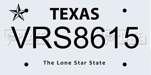 VRS8615 Texas License Plate