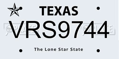 VRS9744 Texas License Plate