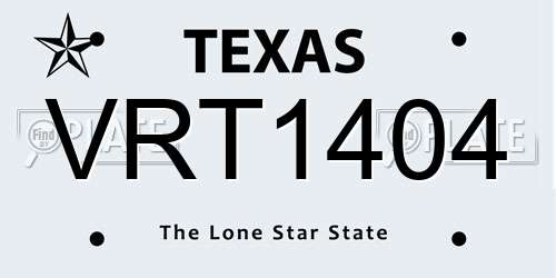VRT1404 Texas License Plate
