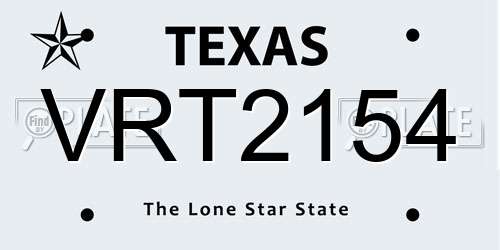VRT2154 Texas License Plate